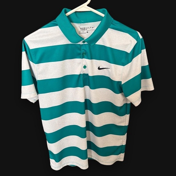 Nike Other - Men's NIKE GOLF Dri-Fit Standard Polo Shirt XL Aqua Green & Gray With Logo